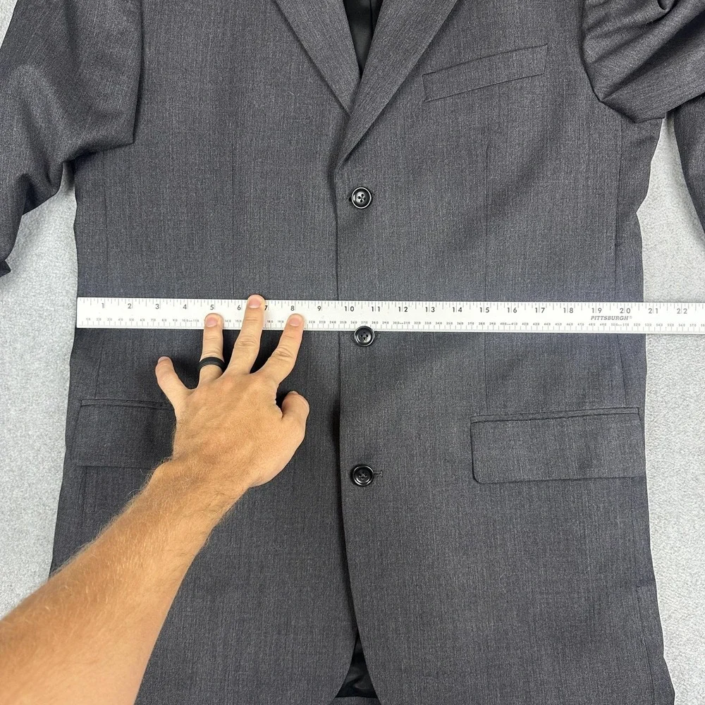 Banana Republic Suit Jacket Mens 42L Gray Wool 3 Button Notch Lapel Business